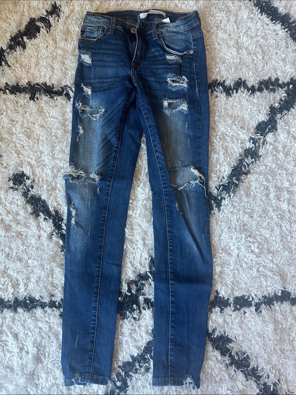 Kancan Women’s Distressed Skinny Jeans - Dark Blue from Vici Collection